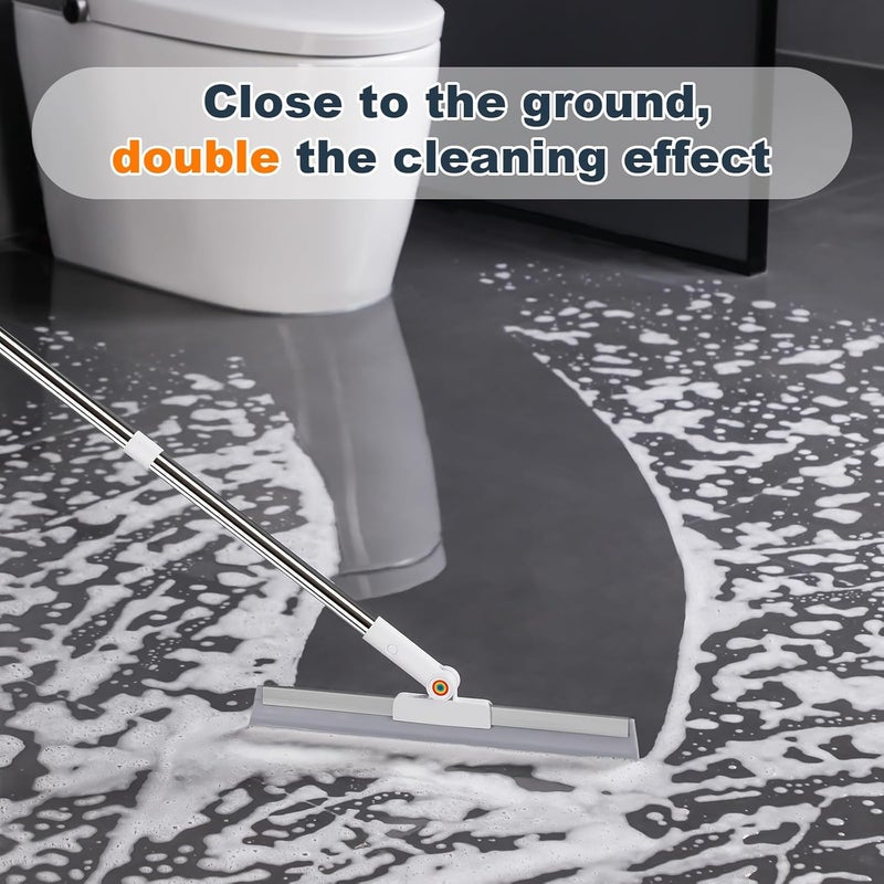 Joybos Rubber Squeegee Broom for Floor,Upgrade 62" Long Handle Window Squeegee, 2 Cleaning Cloths, Silicone Pet Hair Remover,Magic Squeegee Broom Removes Water Spots, Stains, Grease, and Glass Surfaces. - Image 5